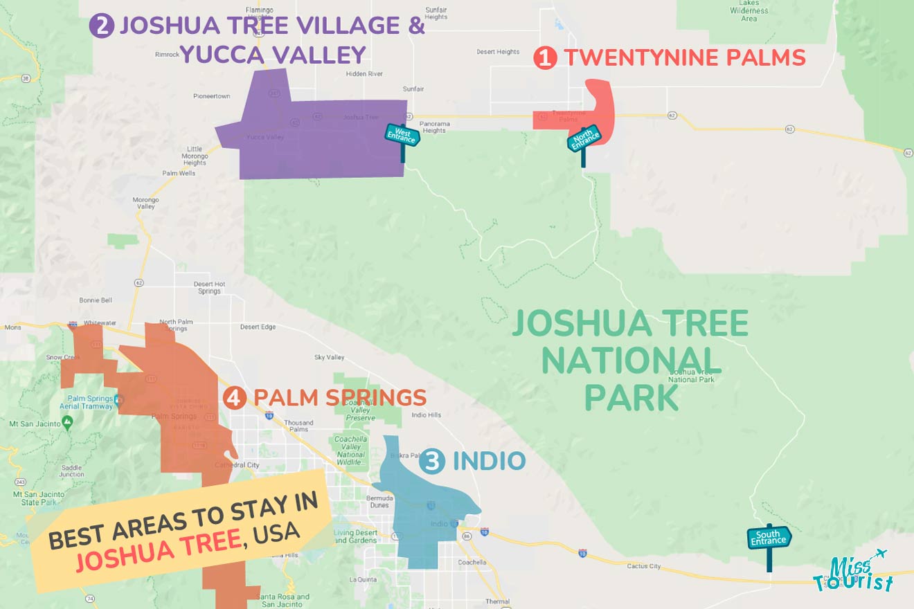 Map of best places to stay in Joshua Tree